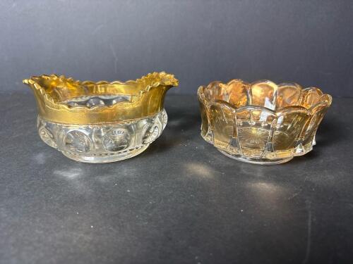 Pressed Glass Bowl Pair With Gold-Tone Accents