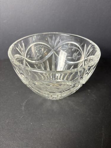Gorham Hand Cut Crystal Bowl with Floral Etching