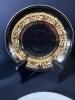 Assorted Saucers and Chrome-Overlay Teacup Set - 3