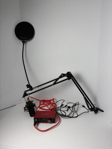 Focusrite Audio Interface With Studio Microphone and Knox Gear Arm