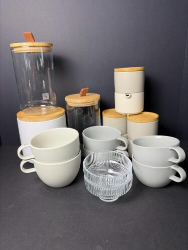 Nespresso Glass Canisters, Bowls, and Cups with Bamboo Lids
