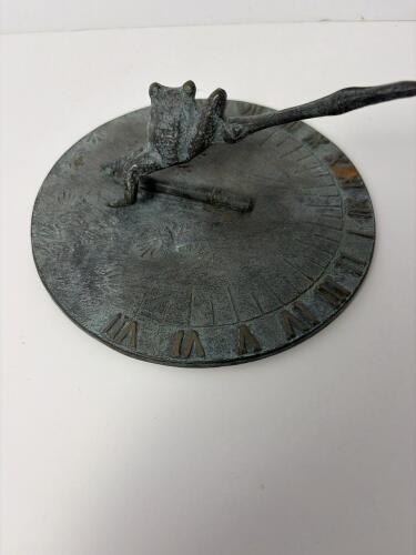Cast Metal Frog Sundial Garden Ornament