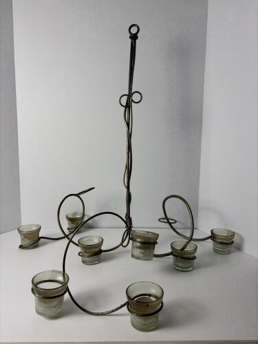 Iron and Glass Hanging Candle Chandelier