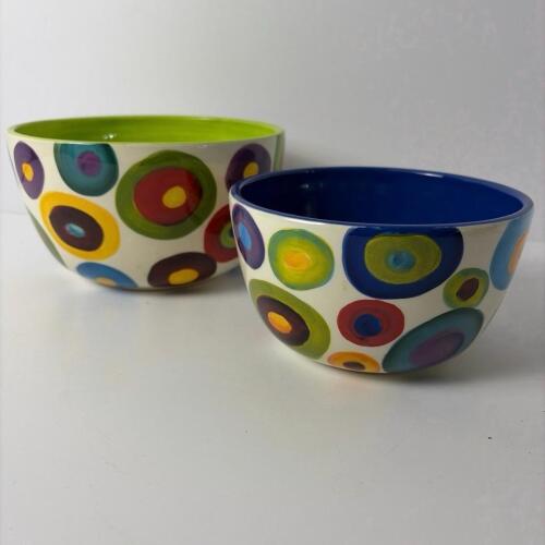 Pair of Naylor Designs Handpainted Colorful Ceramic Bowls
