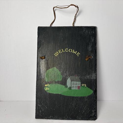 Hand-Painted Slate Welcome Sign