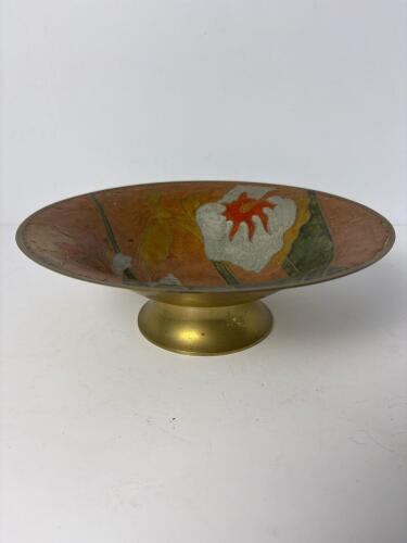 Art Nouveau-Style Decorative Brass Pedestal Bowl