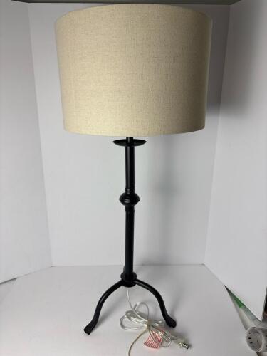 Black Metal Tripod Table Lamp With Drum Shade