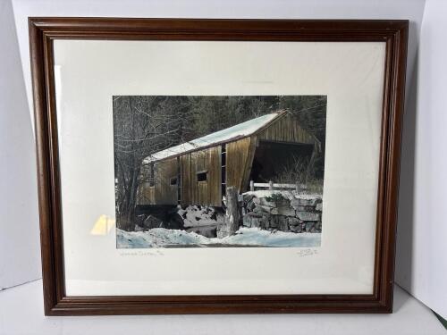 21" x 17" Framed Photograph of Warner Dalton Covered Bridge