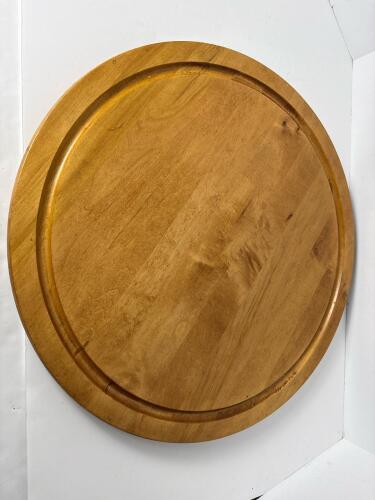 19" Wood Lazy Susan Turntable with Groove Rim
