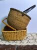 Handwoven Baskets with Wood Bases and Swing Handles