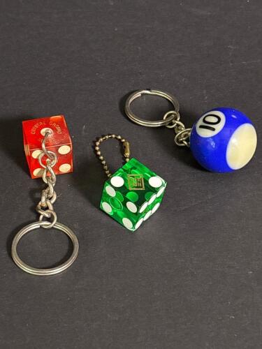 Vintage Casino Dice and Billiard Ball Keychains