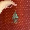 Copper Mermaid Sloop Weathervane Ornament - 2