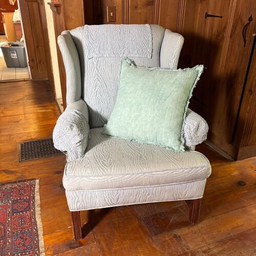 Upholstered Wingback Armchair with Accent Pillow
