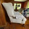 Upholstered Wingback Armchair with Accent Pillow - 3