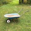 Blue Metal Wheelbarrow with Single Pneumatic Tire