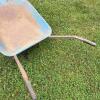 Blue Metal Wheelbarrow with Single Pneumatic Tire - 3