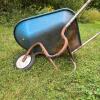 Blue Metal Wheelbarrow with Single Pneumatic Tire - 5