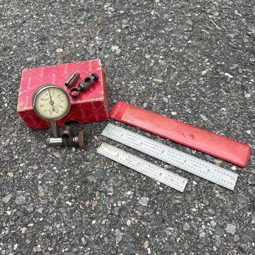 Vintage Starrett Dial Indicator and Machinist Rule Lot