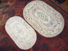 Pair of Oval Floral Hooked Rugs, Pastel and Beige