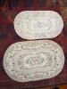Pair of Oval Floral Hooked Rugs, Pastel and Beige - 2
