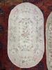 Pair of Oval Floral Hooked Rugs, Pastel and Beige - 3