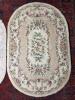Pair of Oval Floral Hooked Rugs, Pastel and Beige - 11