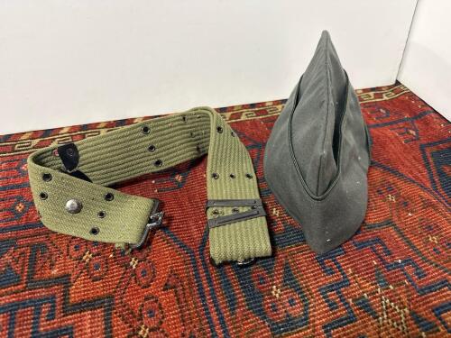 Military Web Belt and Garrison Cap