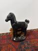 Black Ceramic Horse Table Lamp Base with Gold Accents