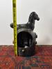 Black Ceramic Horse Table Lamp Base with Gold Accents - 2