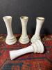 Milk Glass Vases with Ribbed Base, Set of Four