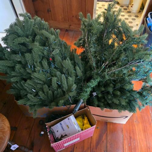 Artificial Christmas Trees with Holiday String Lights