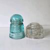 Glass Telegraph Insulator and Clear Glass Cube Inkwell