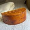 Wooden Half-Moon Trinket Box With Hinged Lid