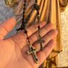 Sacred Heart Jesus and Virgin Mary Statues with Rosary - 3