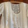 White Dress With Lace Trim & Floral Embroidery - 2