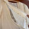 White Dress With Lace Trim & Floral Embroidery - 3