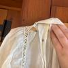 White Dress With Lace Trim & Floral Embroidery - 4