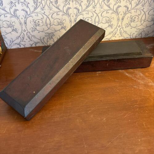 Vintage Sharpening Stone in Wooden Box