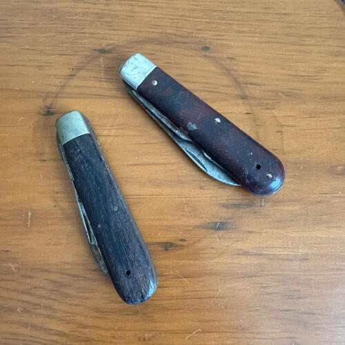 Vintage Folding Pocket Knives with Wood Handles