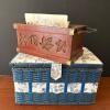 Sewing Boxes With Supplies, Woven and Wood Leaf-Carved