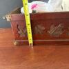 Sewing Boxes With Supplies, Woven and Wood Leaf-Carved - 5