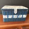 Sewing Boxes With Supplies, Woven and Wood Leaf-Carved - 6