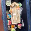 Sewing Boxes With Supplies, Woven and Wood Leaf-Carved - 8