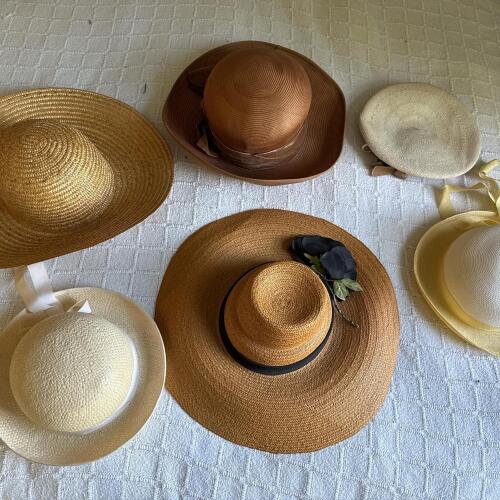 Vintage Mr. John Junior Ladies Straw Hats with Hat Boxes