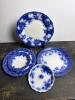 Antique Flow Blue Plates in Victorian Style