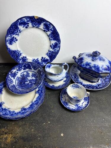 Porcelain Blue Transferware Dinnerware