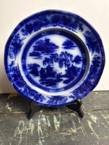 Ironstone Plate in Blue Willow-Style Manilla Pattern