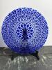 Handcrafted Kiln-Fired Glass Plate With Blue Floral Pattern