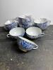 Blue and White Porcelain Teacups in Chinese-Style Motif