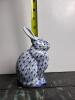 Porcelain Rabbit Figurine in Blue Fishnet Pattern - 2